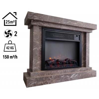 HBL2000AL Heatbox Elektrikli Fanlı Şömine Large 2000W Alanya Desenli Bluetooth Ses Efektli (126x34x87)
